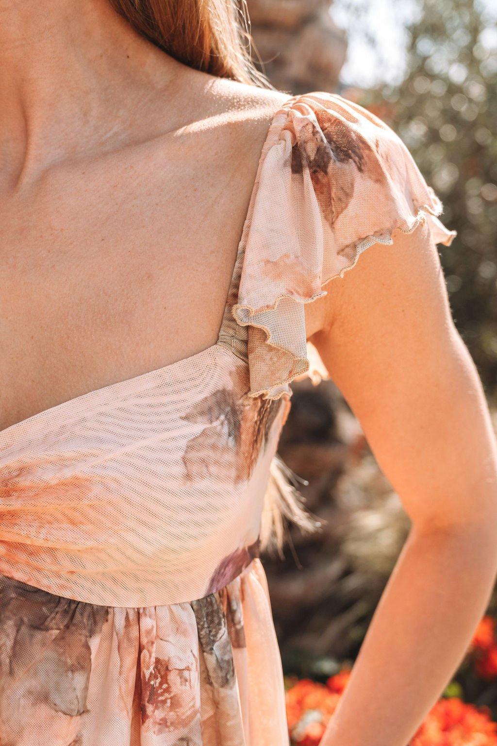 Natural Floral Print Sweetheart Babydoll Top - FINAL SALE Female Product Image