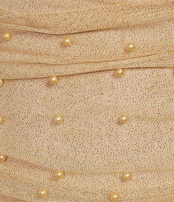 Honey and Rosie Long Sleeve Glitter Knit With Pearls Shirred Fitted Dress Product Image