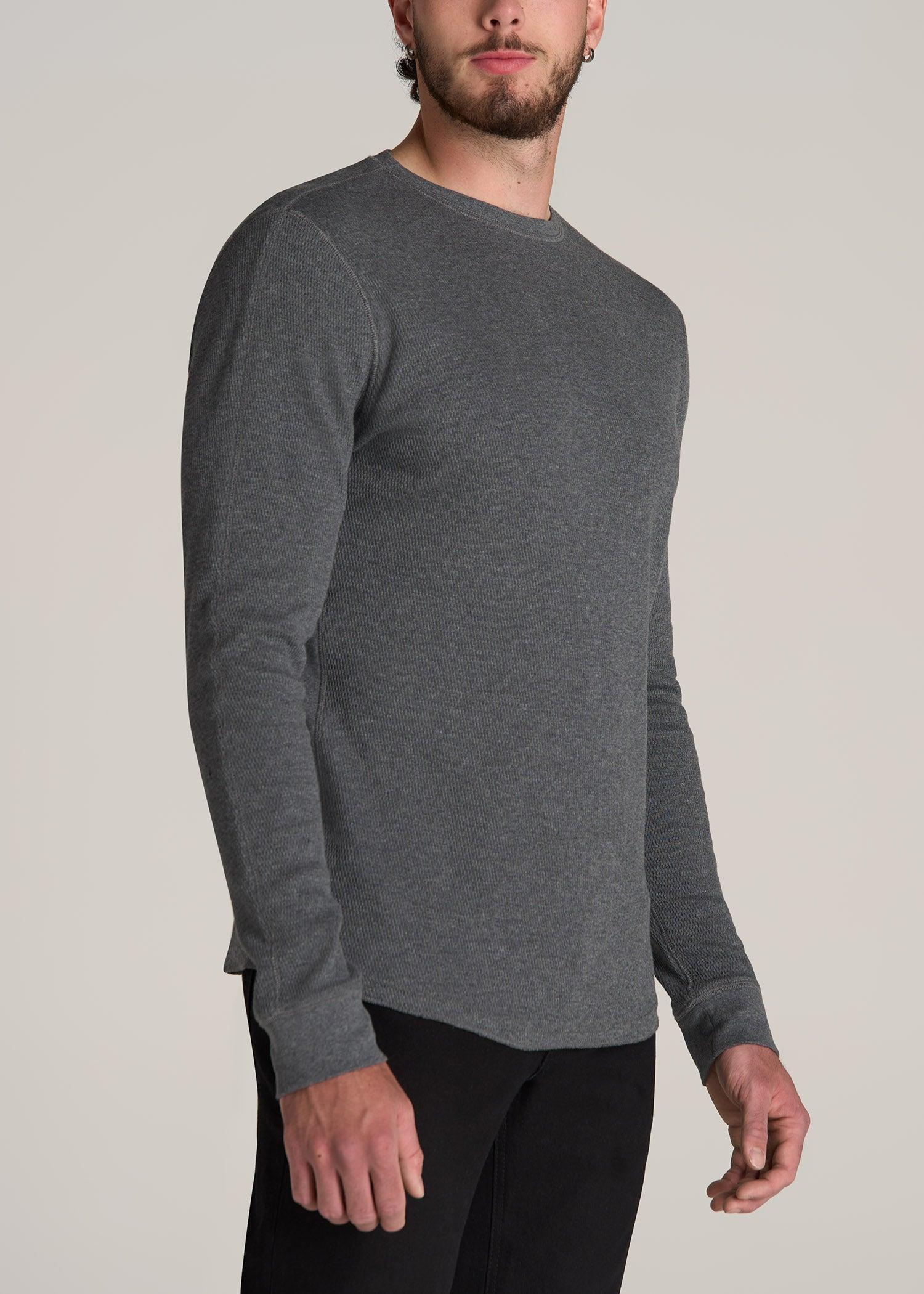 Double Honeycomb Thermal Crewneck  for Tall Men in Charcoal Mix Product Image