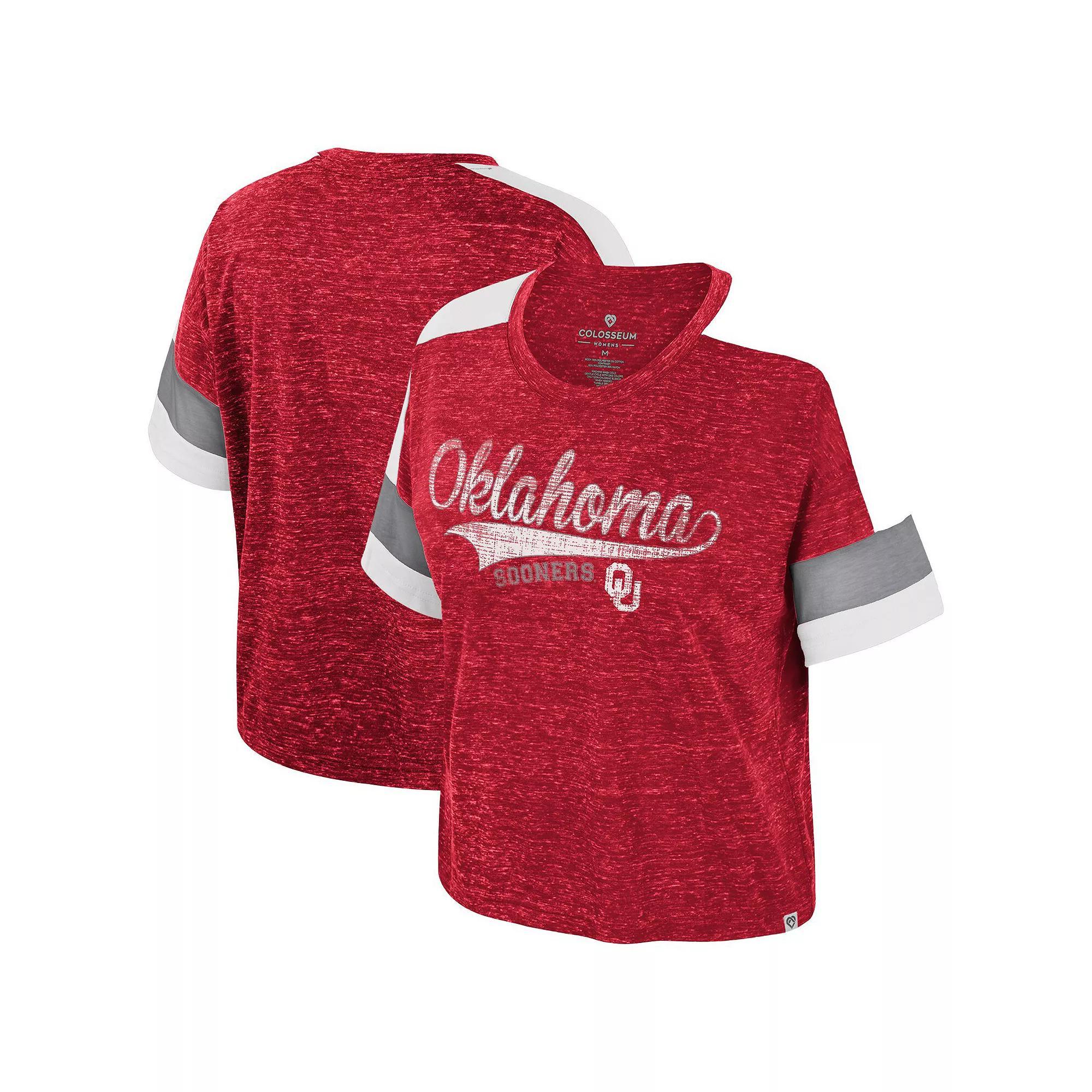 Women's Colosseum Crimson Oklahoma Sooners Color Block Scoop Neck T-Shirt, Size: Medium, Red Product Image