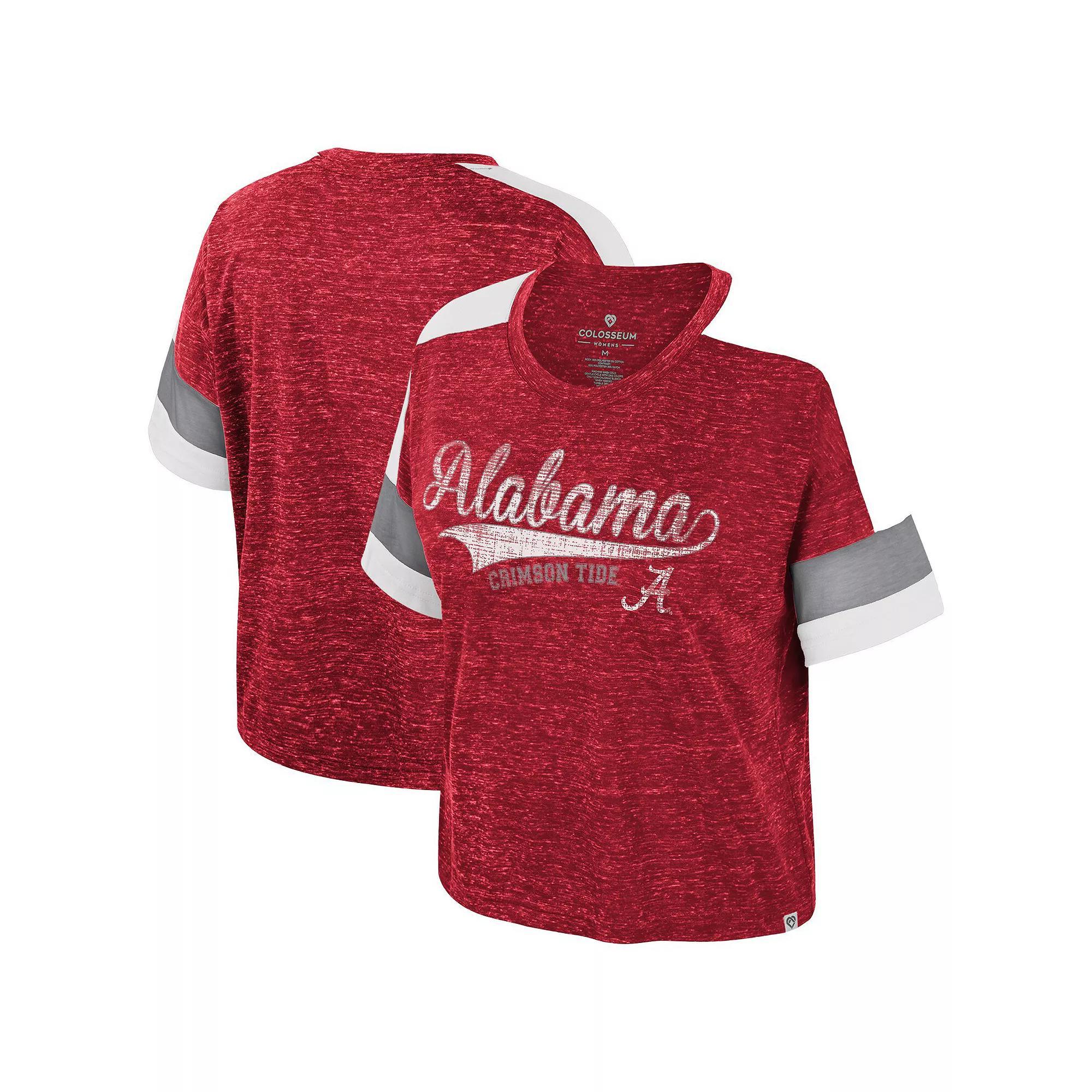 Women's Colosseum Crimson Alabama Crimson Tide Color Block Scoop Neck T-Shirt, Size: Large, Red Product Image