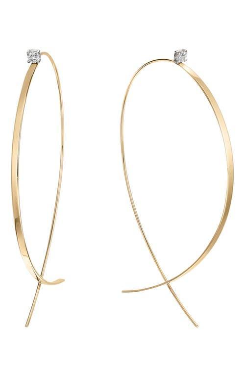 Womens Large 14K Yellow Gold & 0.13 TCW Diamond Upside-Down Hoops Product Image