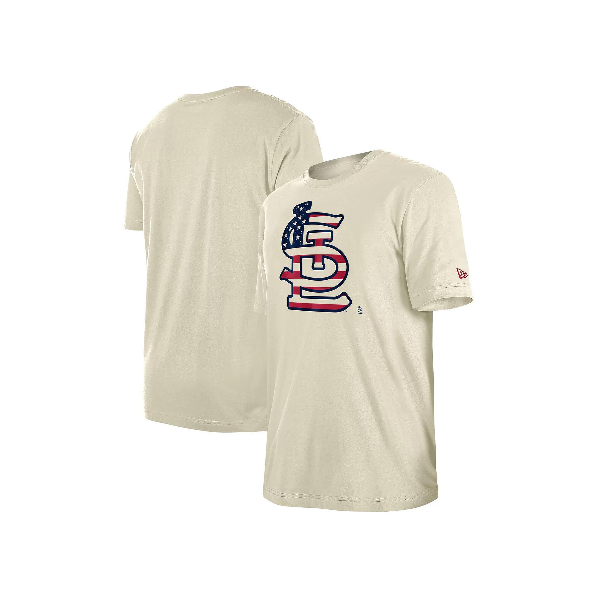 Men's New Era Cream St. Louis Cardinals 4th of July Flag Fill T-Shirt, Size: Small, Beige Product Image