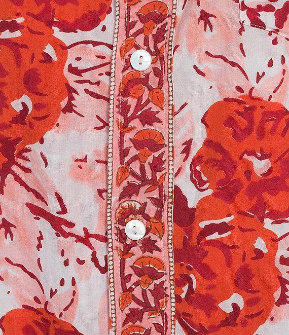 Jude Connally Martha Painted Blooms Print Point Collar Long Sleeve Midi Dress Product Image