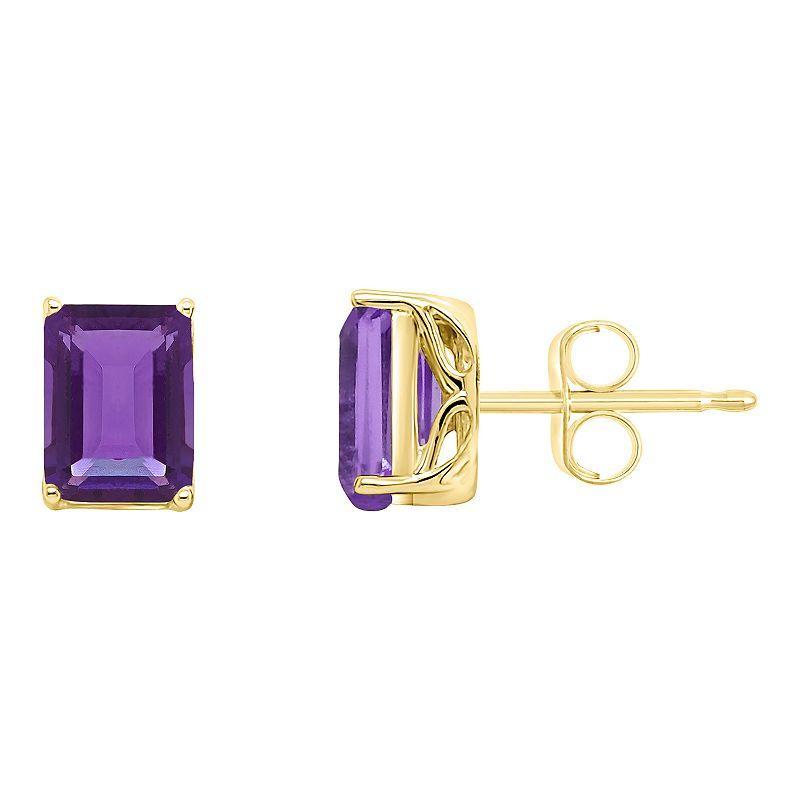Alyson Layne 14k Gold Emerald Cut Citrine Stud Earrings, Women's, 14k White Gold Product Image