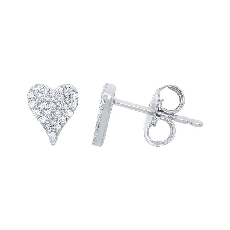 Sterling Silver 1/10 Carat T.W. Diamond Heart Earrings, Women's, Gold Tone Product Image