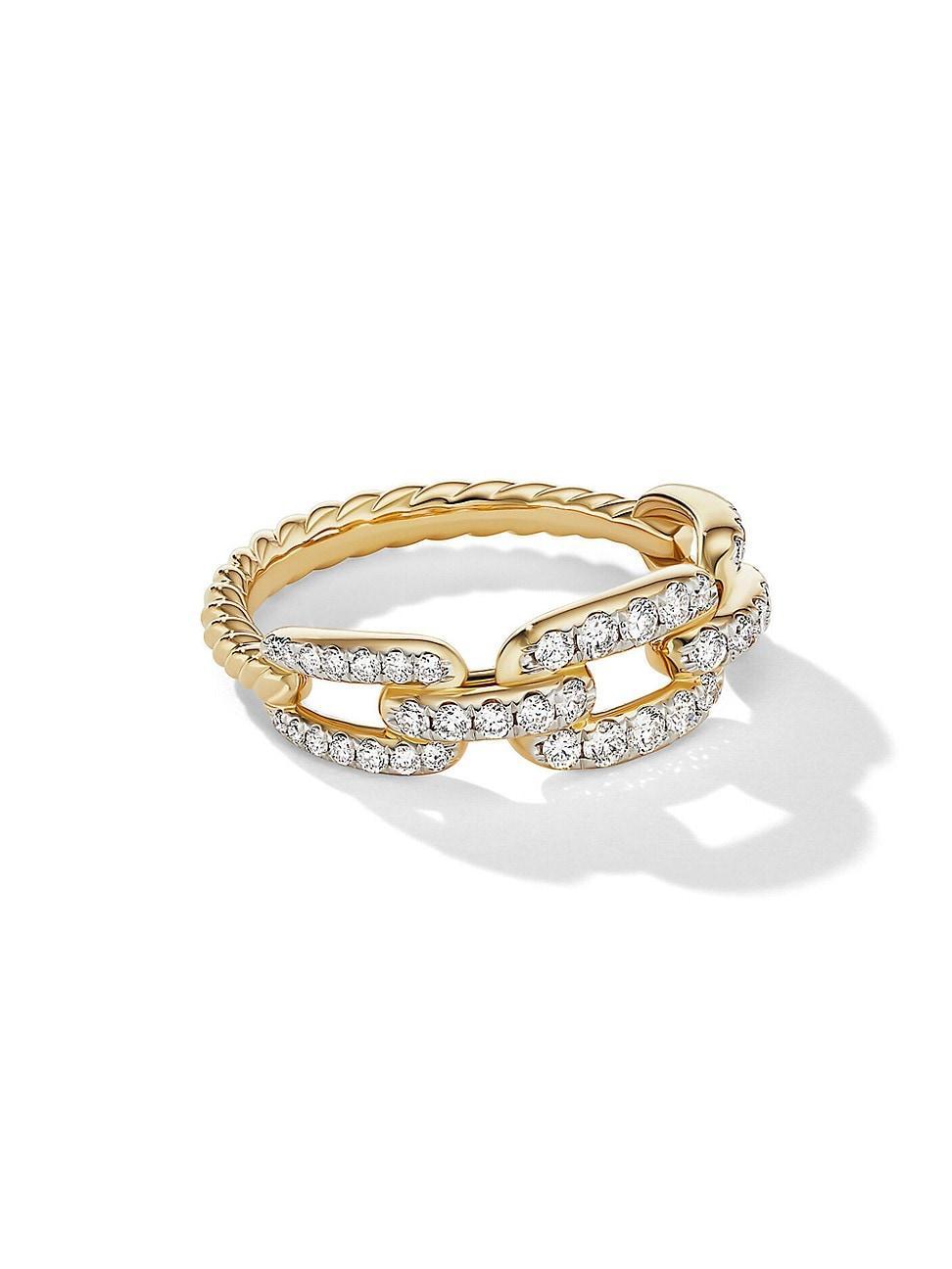 David Yurman 18K Yellow Gold Stax Chain Link Ring with Diamonds Product Image