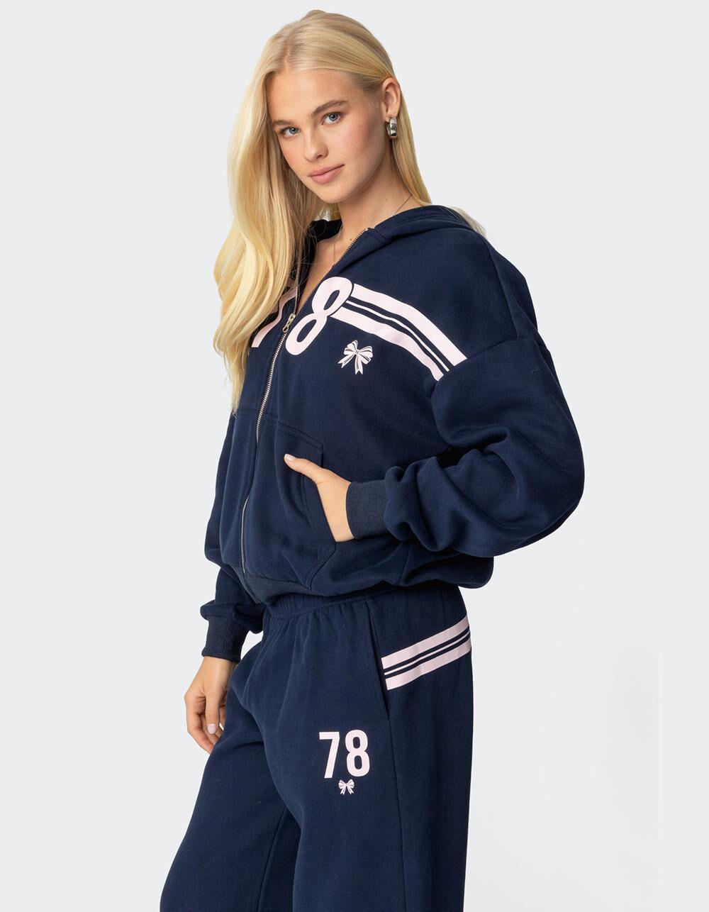 EDIKTED 78 Bow Zip Up Hoodie Product Image