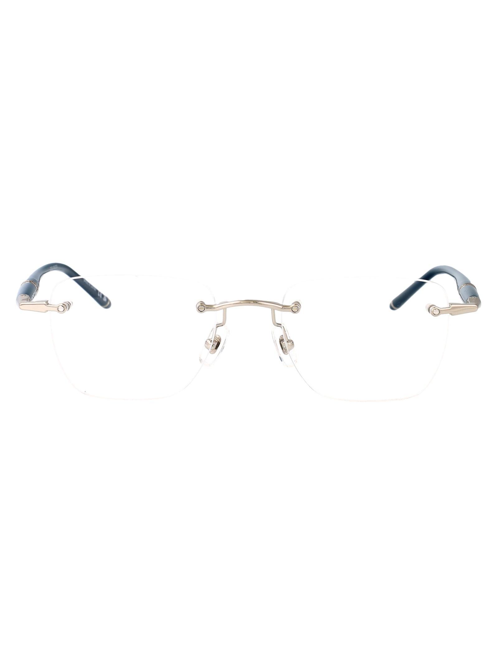 MONTBLANC Rimless Round-frame Glasses In 002 Silver Blue Transparent Product Image