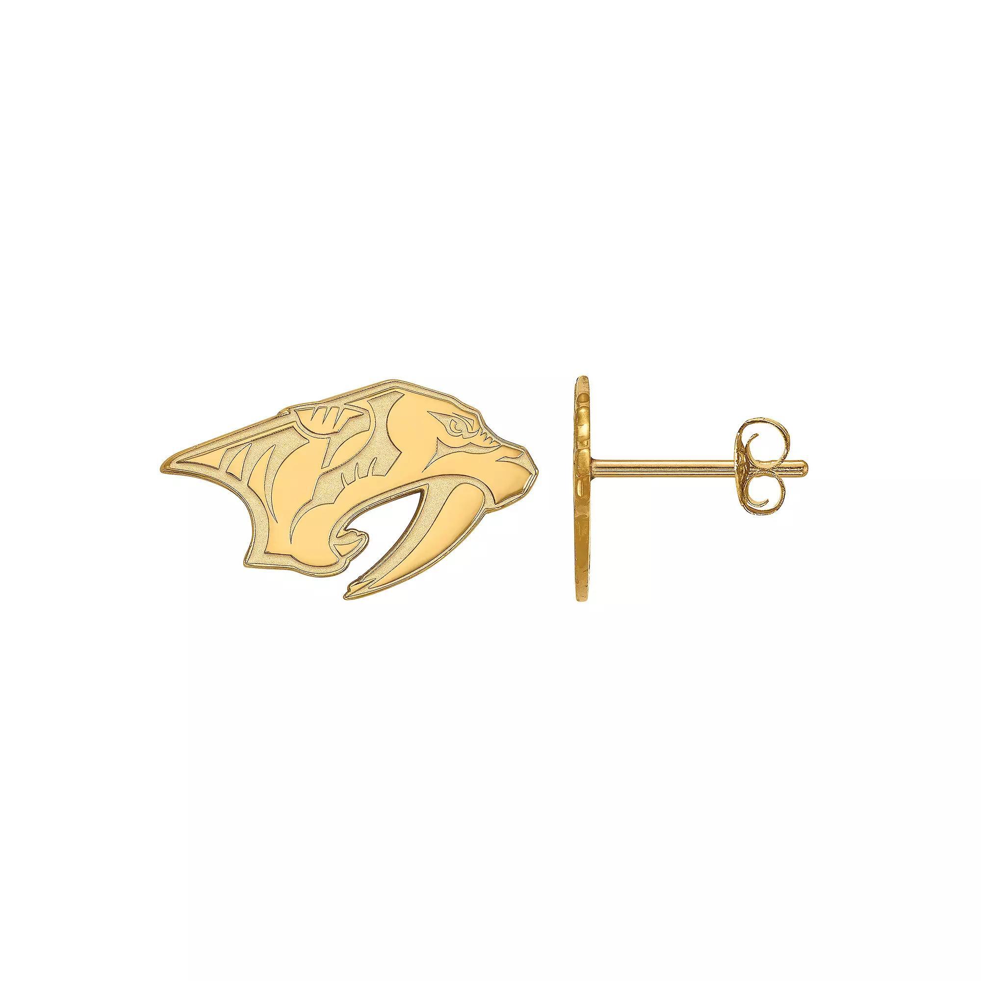 LogoArt Nashville Predators Sterling Silver Mini Logo Stud Earrings, Womens, Gold Tone Product Image