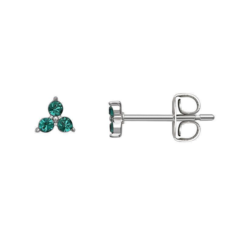 Brilliance Silver Tone Triple Crystal Birthstone Stud Earrings, Women's, Silver Tone August Product Image