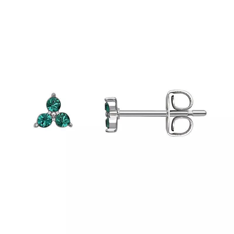 Brilliance Silver Tone Triple Crystal Birthstone Stud Earrings, Women's, Silver Tone August Product Image