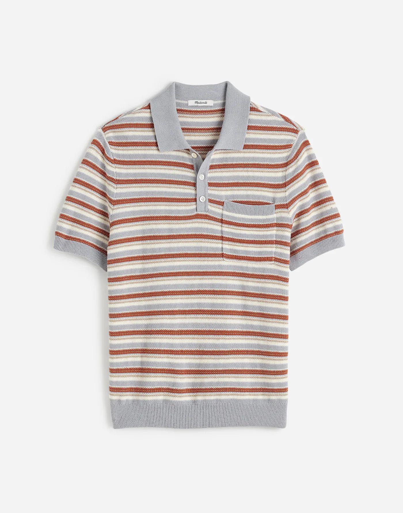 Three-Button Sweater Polo in Cotton-Linen Blend Product Image