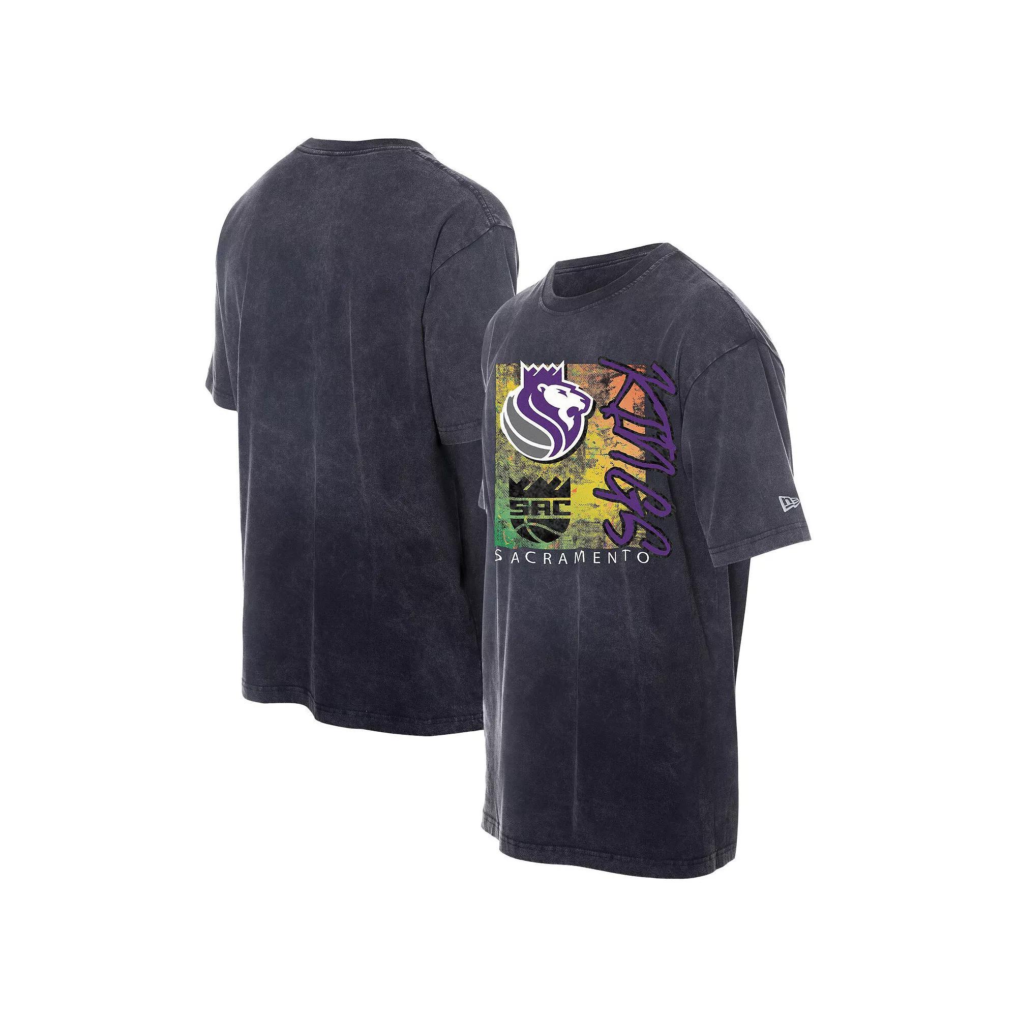 Men's New Era Black Sacramento Kings Distressed Sport Classics Enzyme Washed T-Shirt, Size: Small, Kng Black Product Image