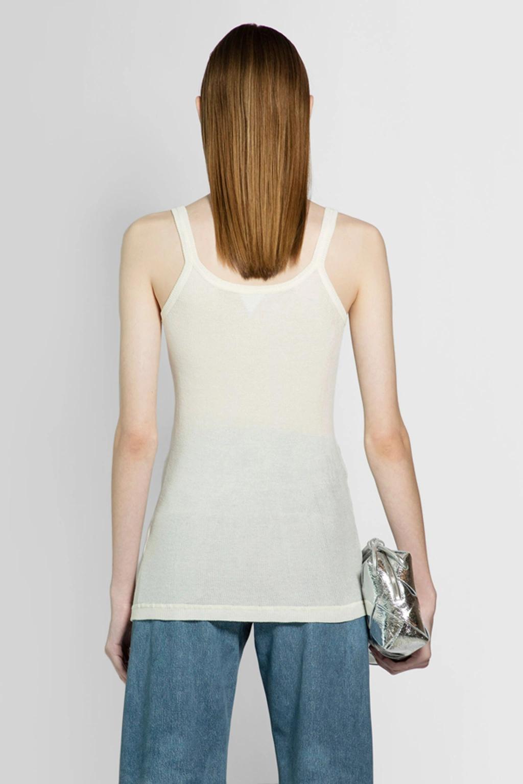 BOTTEGA VENETA Women's Ribbed Scoopneck Tank In Chalk Product Image