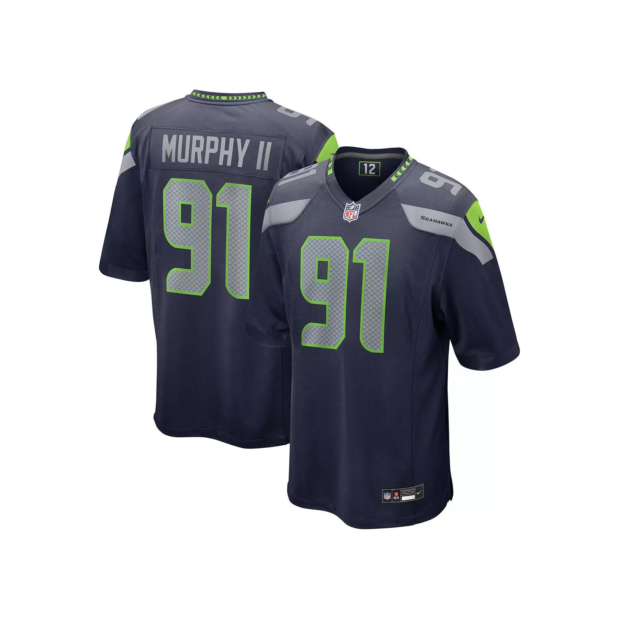 Men's Nike Byron Murphy II College Navy Seattle Seahawks  Player Game Jersey, Size: Large, Blue Product Image