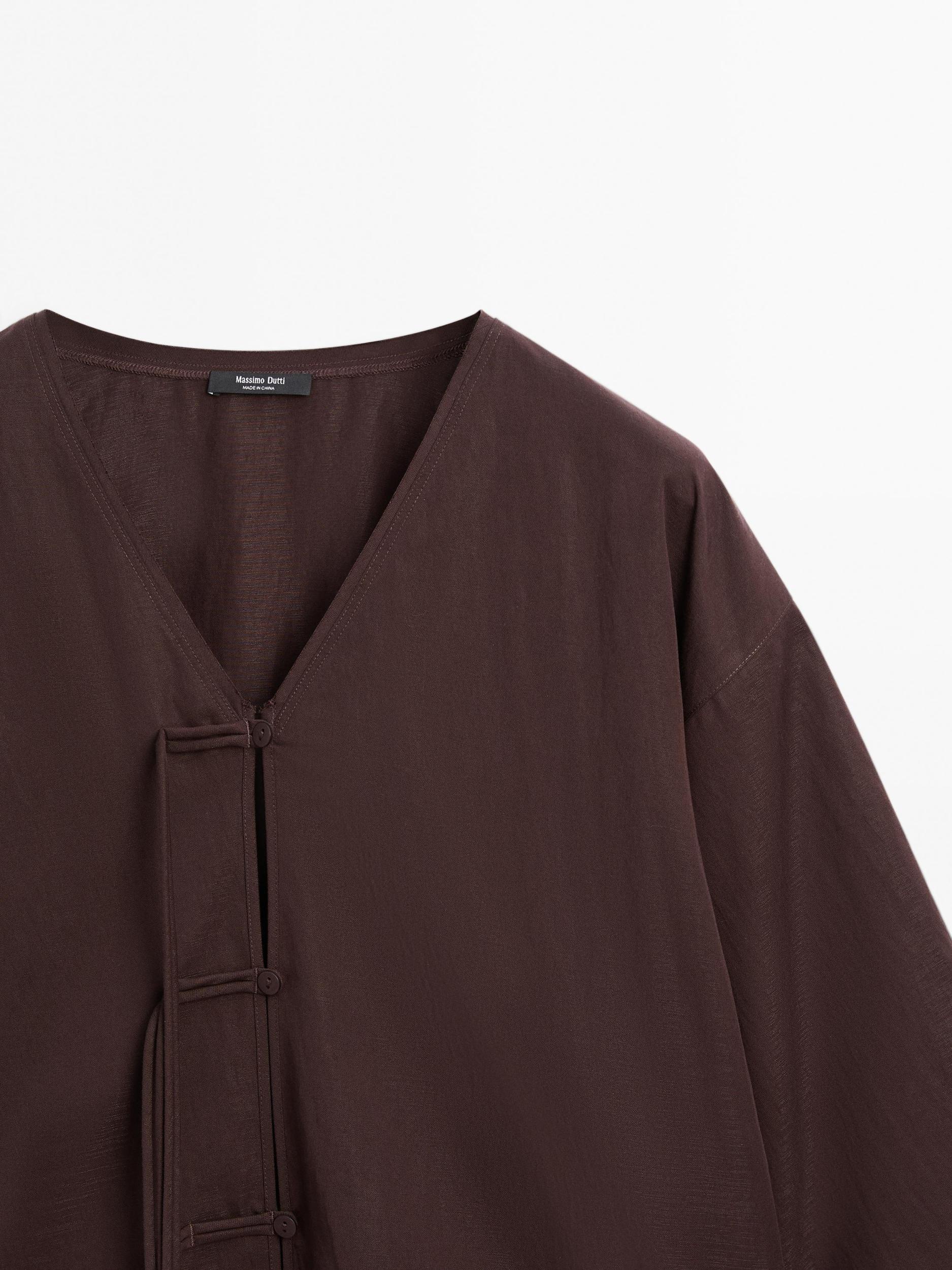 Cropped shirt with drawstring detail Product Image