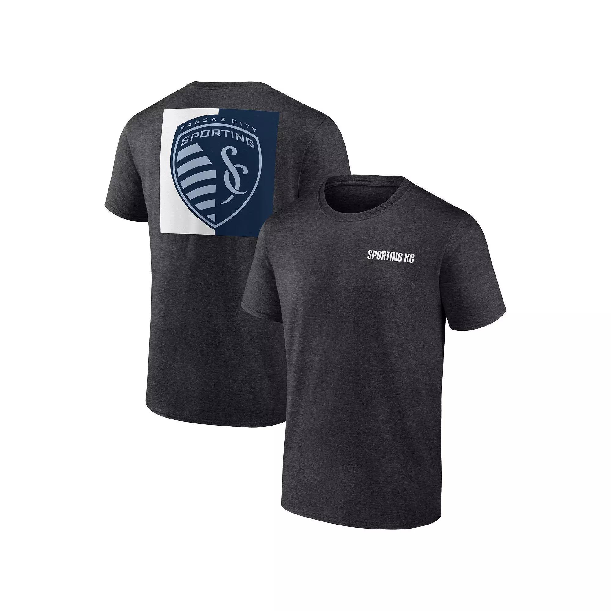 Men's Fanatics Heather Charcoal Sporting Kansas City Iconic Blocked-Out T-Shirt, Size: XL Product Image