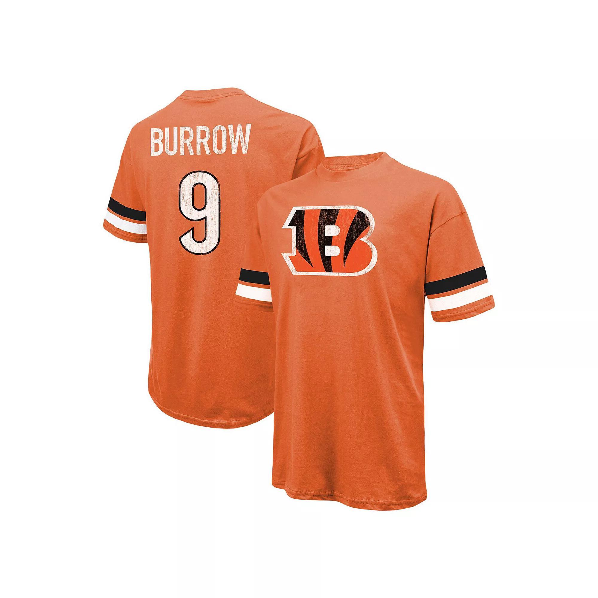 Men's Majestic Threads Joe Burrow Orange Cincinnati Bengals Name & Number Oversize Fit T-Shirt, Size: Small Product Image