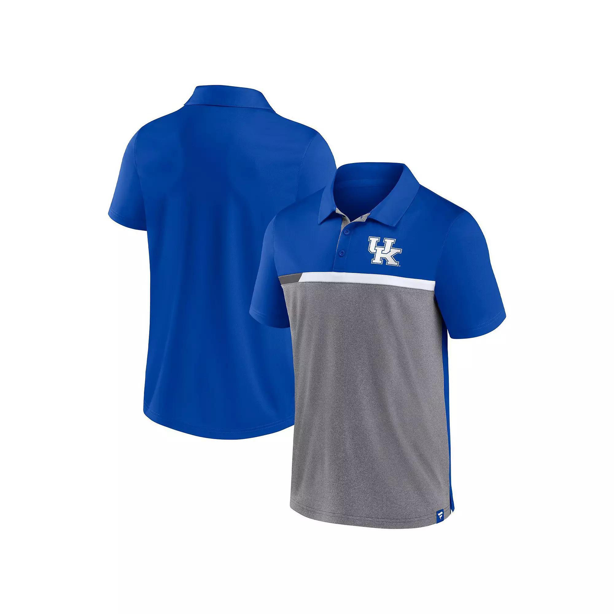 Men's Fanatics Branded Royal/Heathered Gray Kentucky Wildcats Split Block Color Block Polo, Size: Large, Blue Product Image