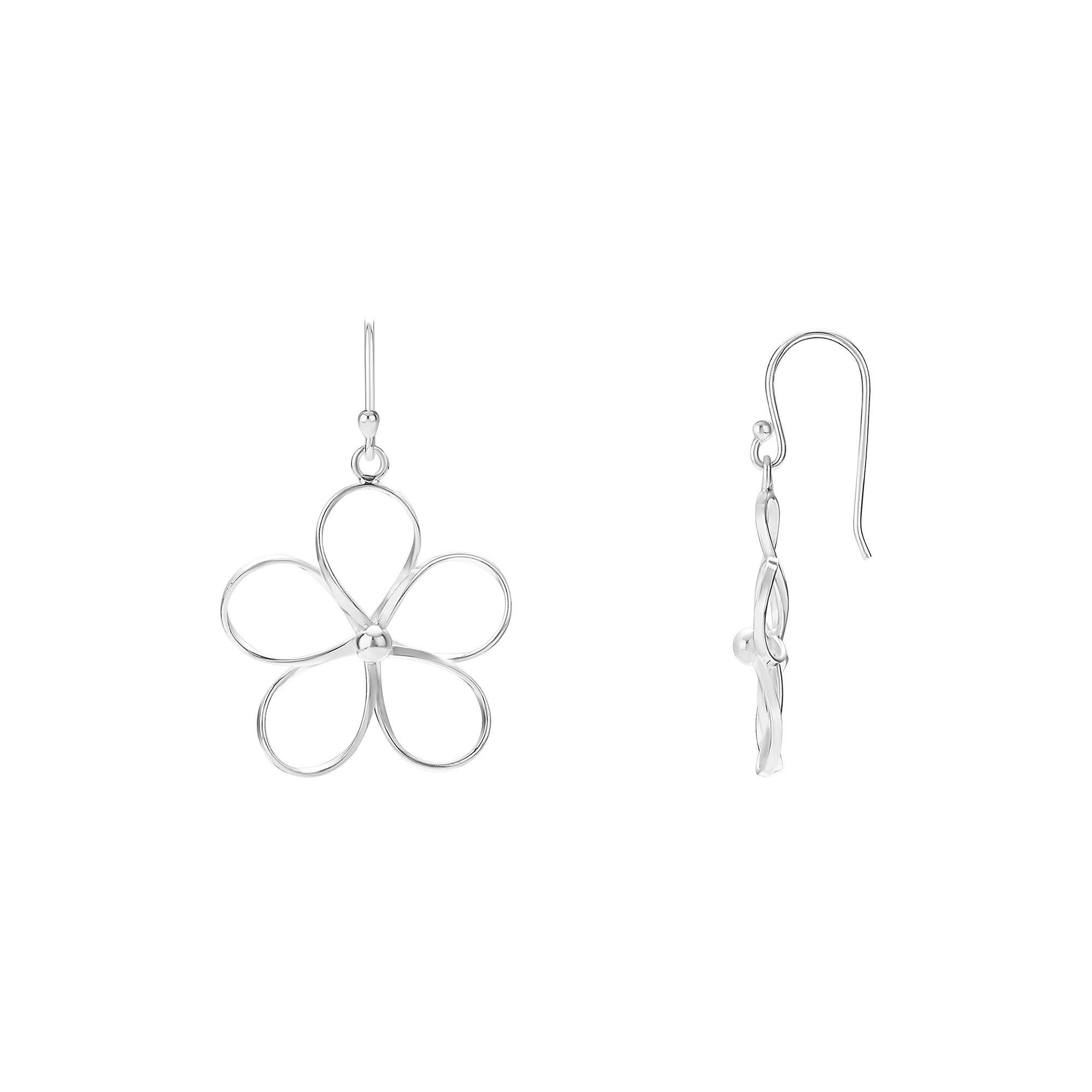 PRIMROSE Silver Tone Wire Flower Drop Earrings, Women's Product Image