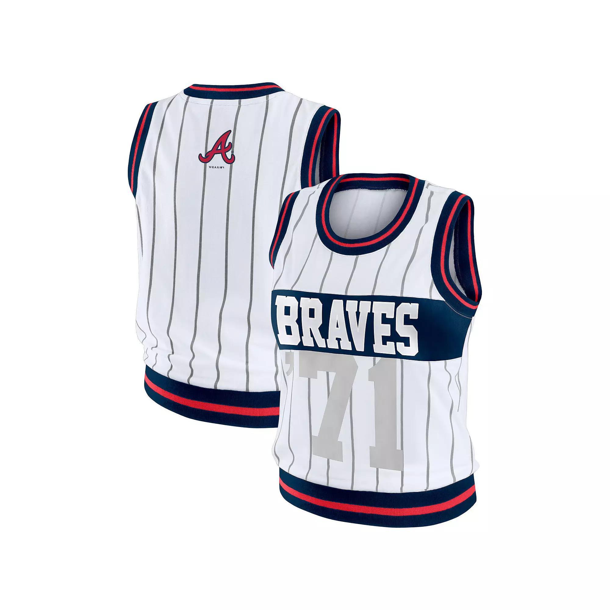 Women's WEAR by Erin Andrews  White Atlanta Braves Sporty Tank Top, Size: XL Product Image