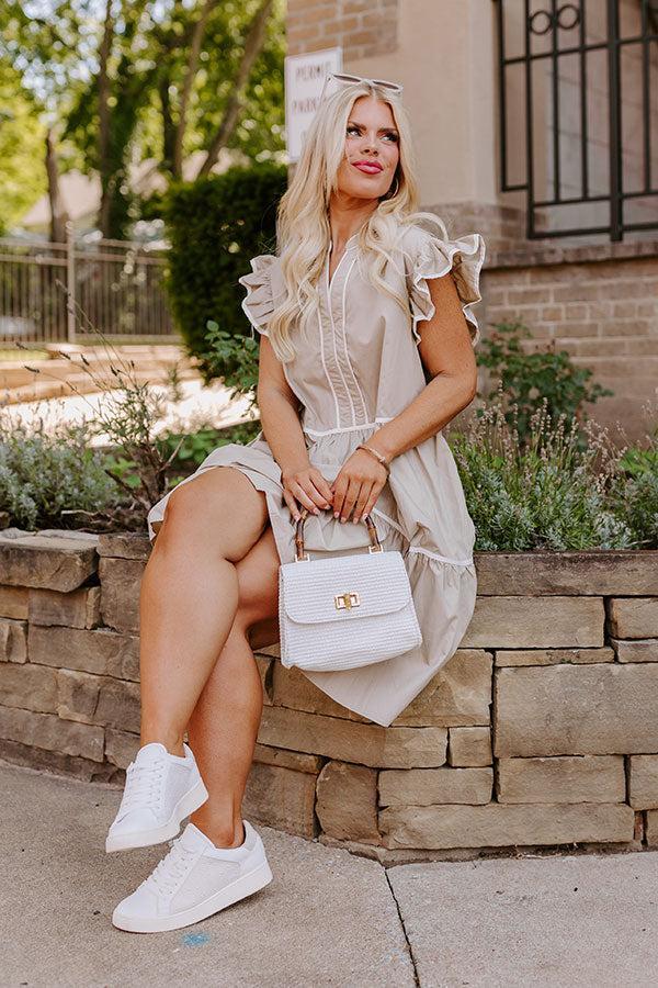 Cue The Charm Mini Dress in Taupe Curves Product Image
