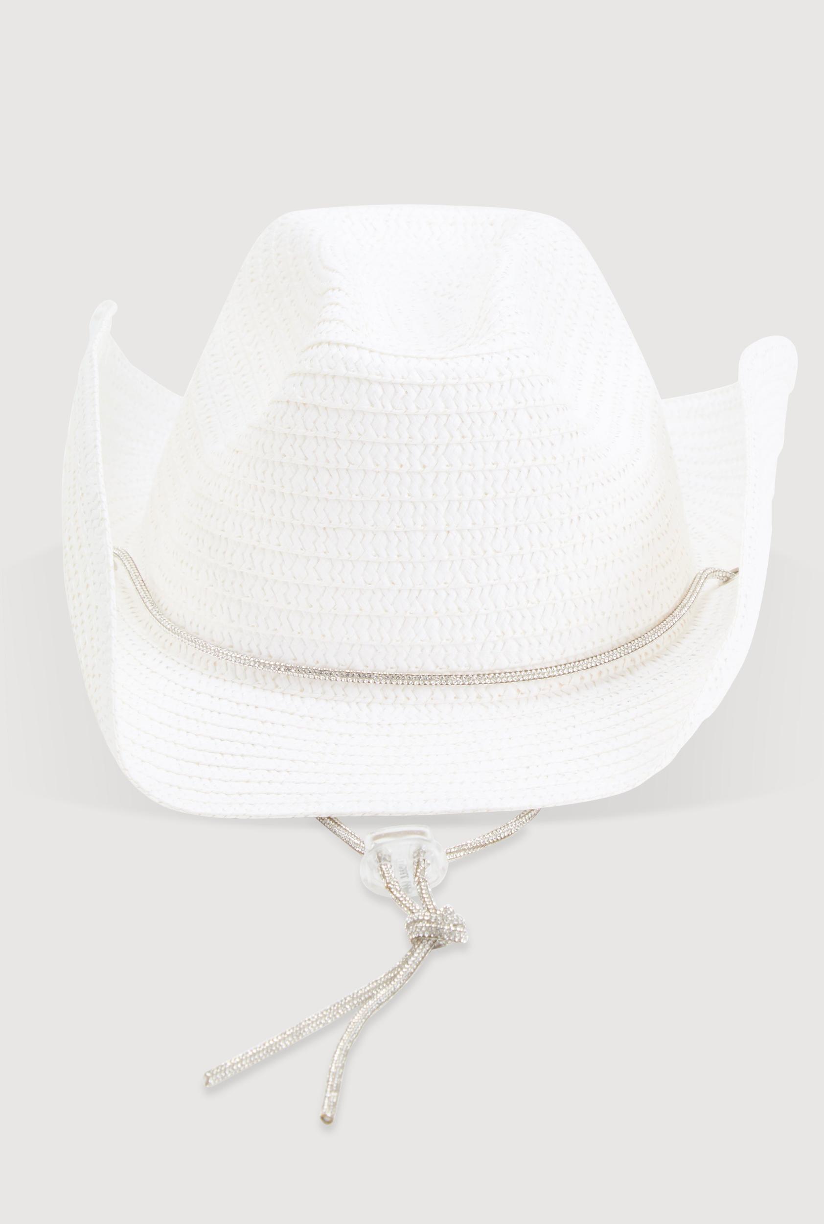 Rhinestone Toggle Drawstring Cowboy Hat Female Product Image