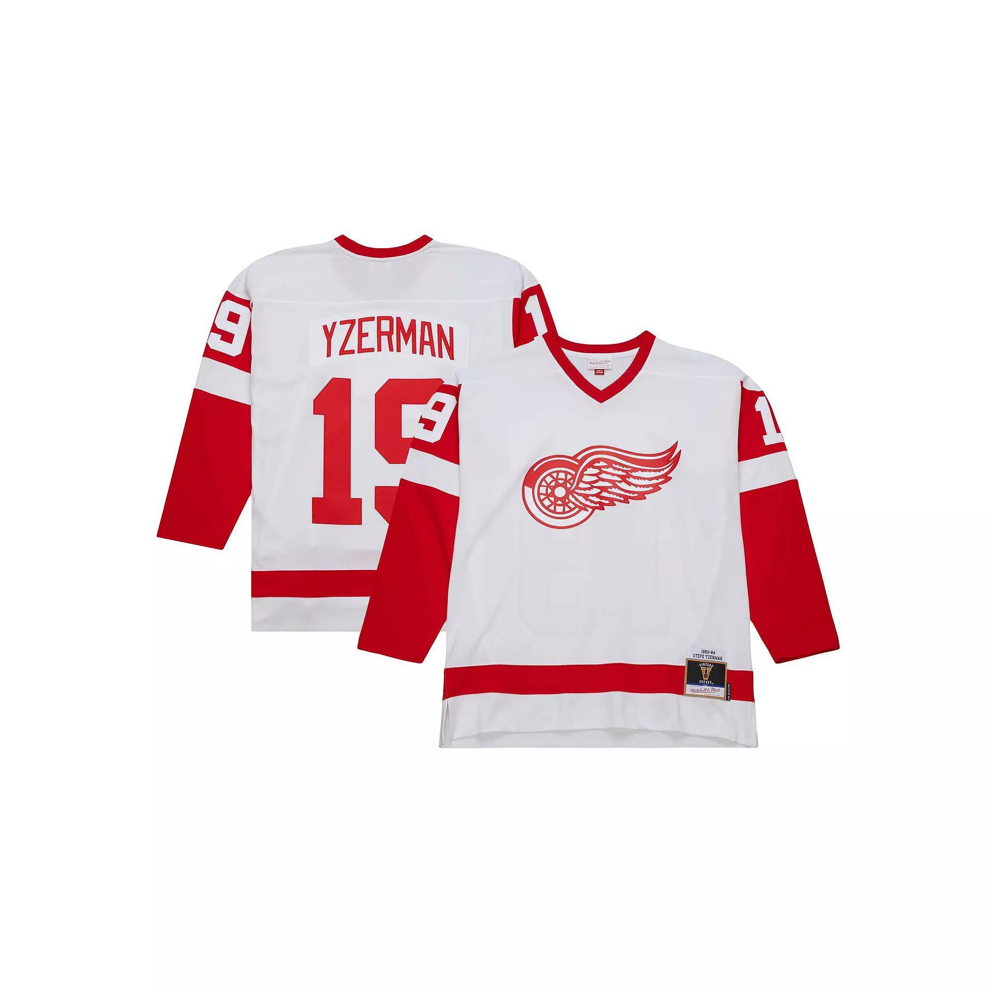 Men's Mitchell & Ness Steve Yzerman White Detroit Red Wings  1983/84 Blue Line Player Jersey, Size: 5XL Product Image