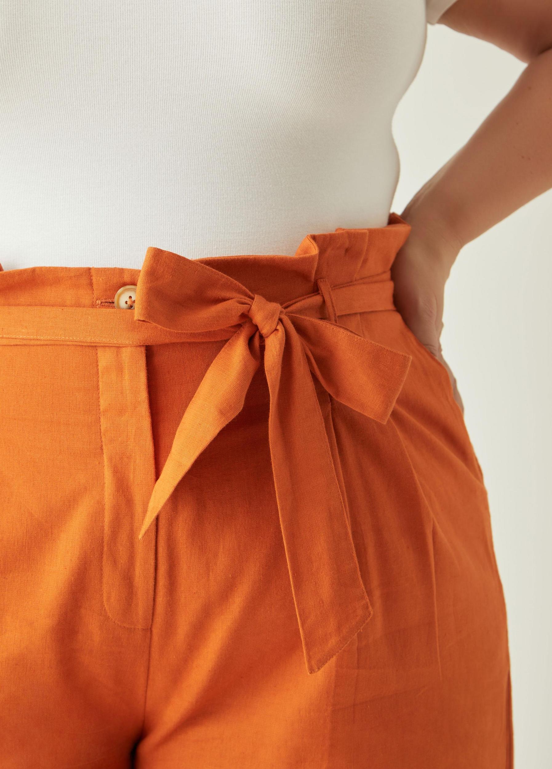 Linen Blend Paperbag Pants Product Image