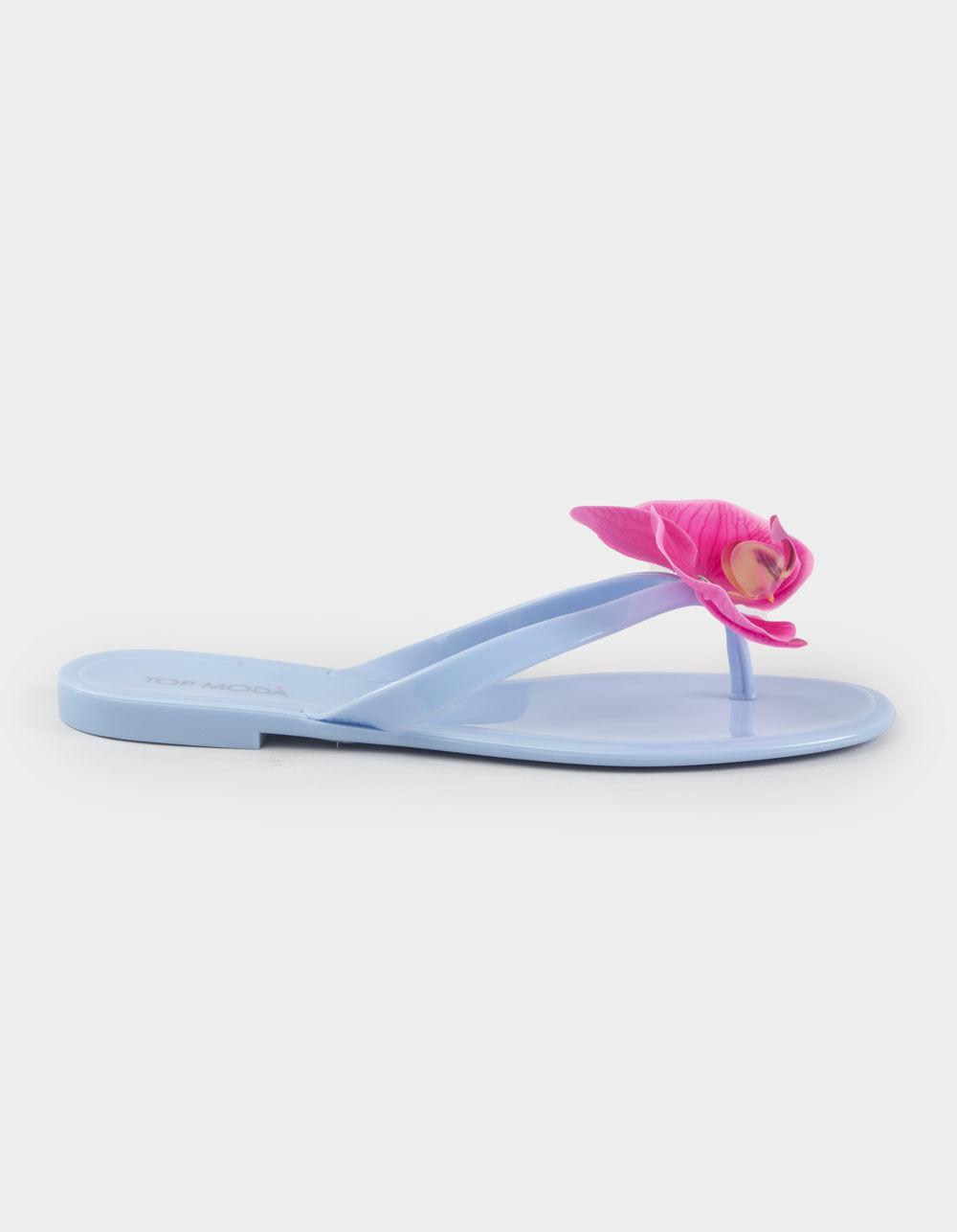 TOP MODA Hibiscus Womens Flip Flops - LIGHT BLUE Product Image