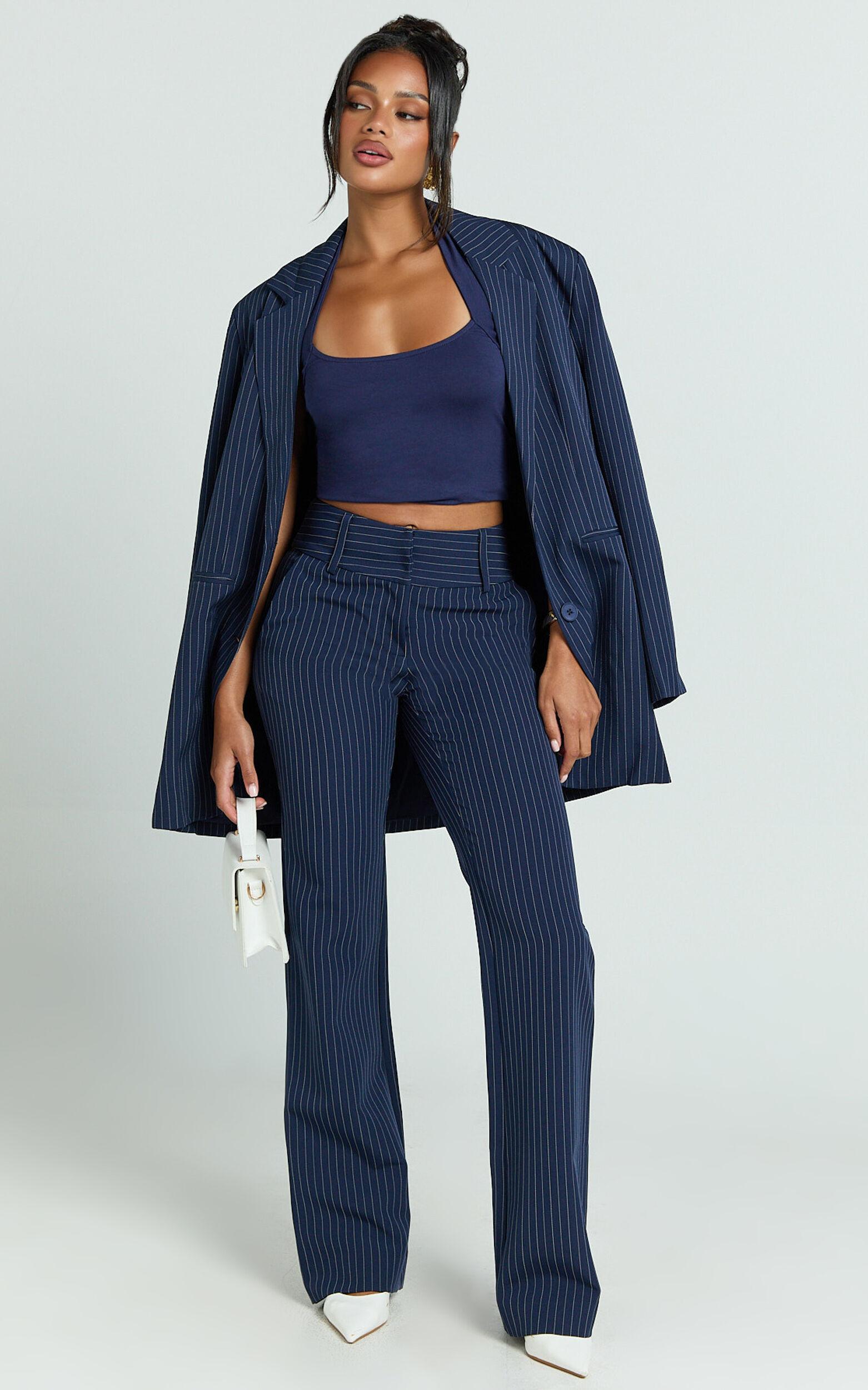 Dexter Top - Jersey Halter Crop Top in Navy Product Image