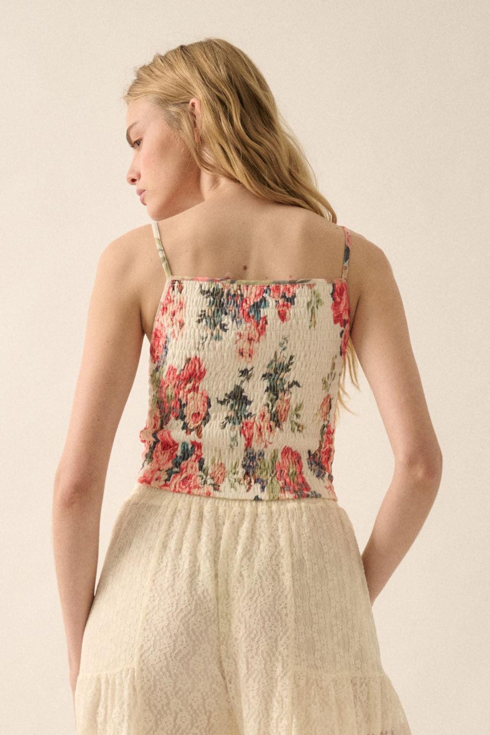 Floral-Print Smocked Cami Top Product Image