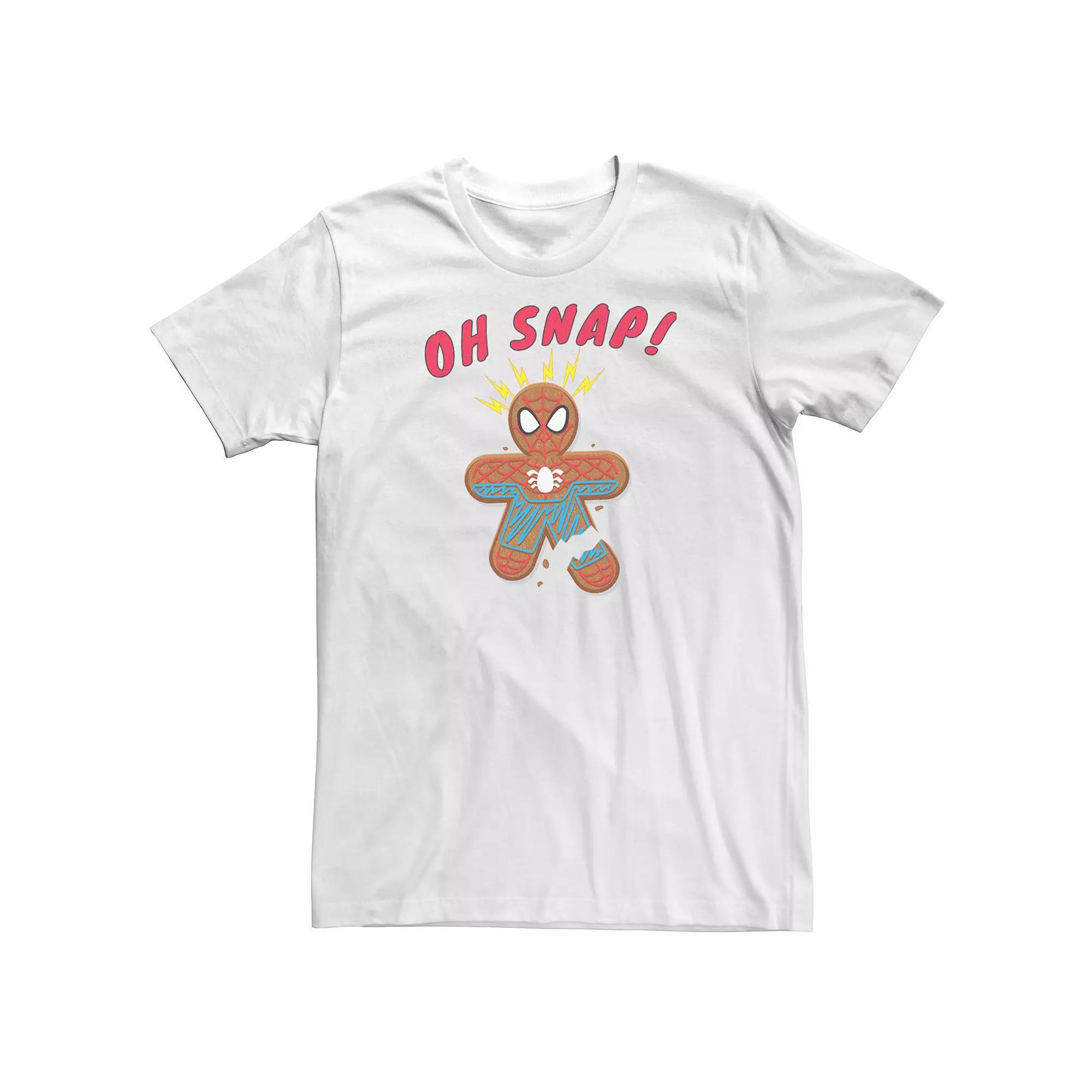 Big & Tall Marvel Spider-Man Oh Snap Gingerbread Cookie Tee, Men's, Size: 4XL, White Product Image