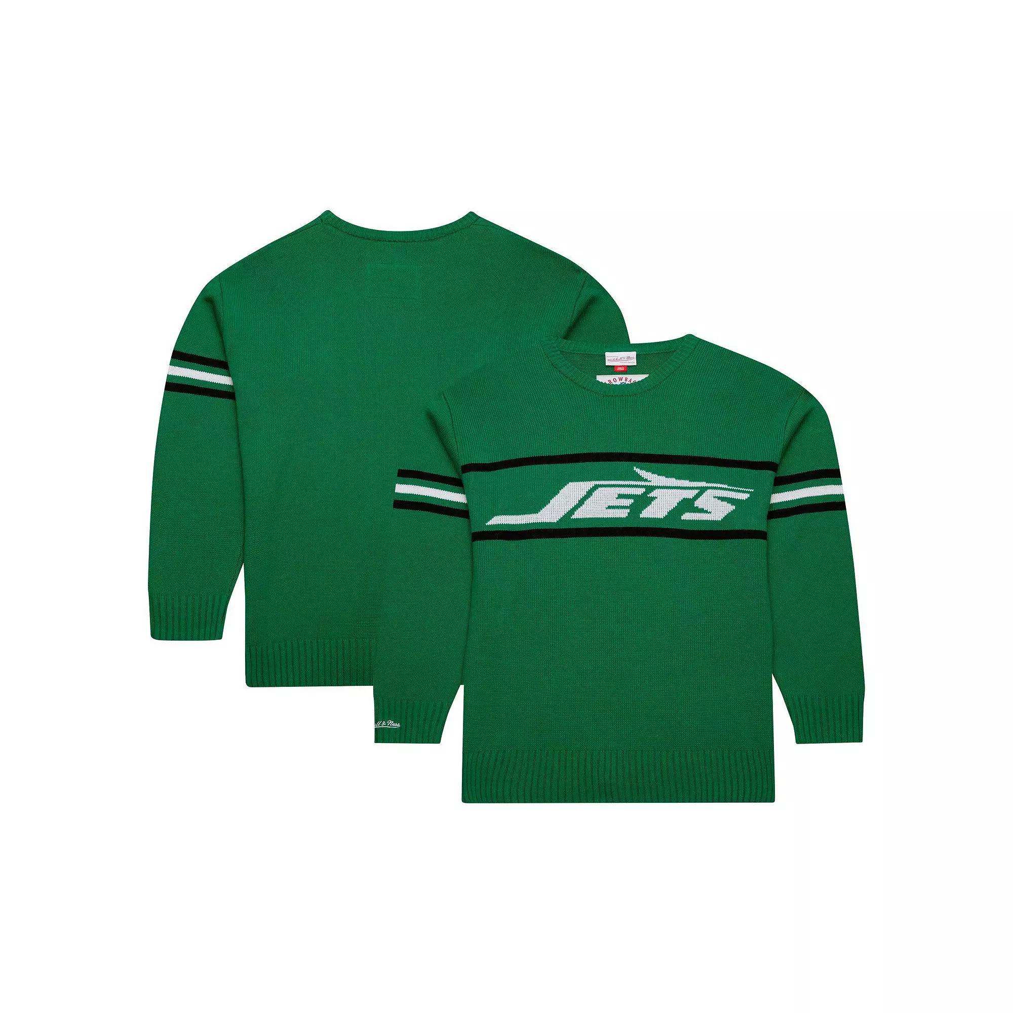 Men's Mitchell & Ness Green New York Jets Throwback 1984 Pullover Sweater, Size: 3XL Product Image