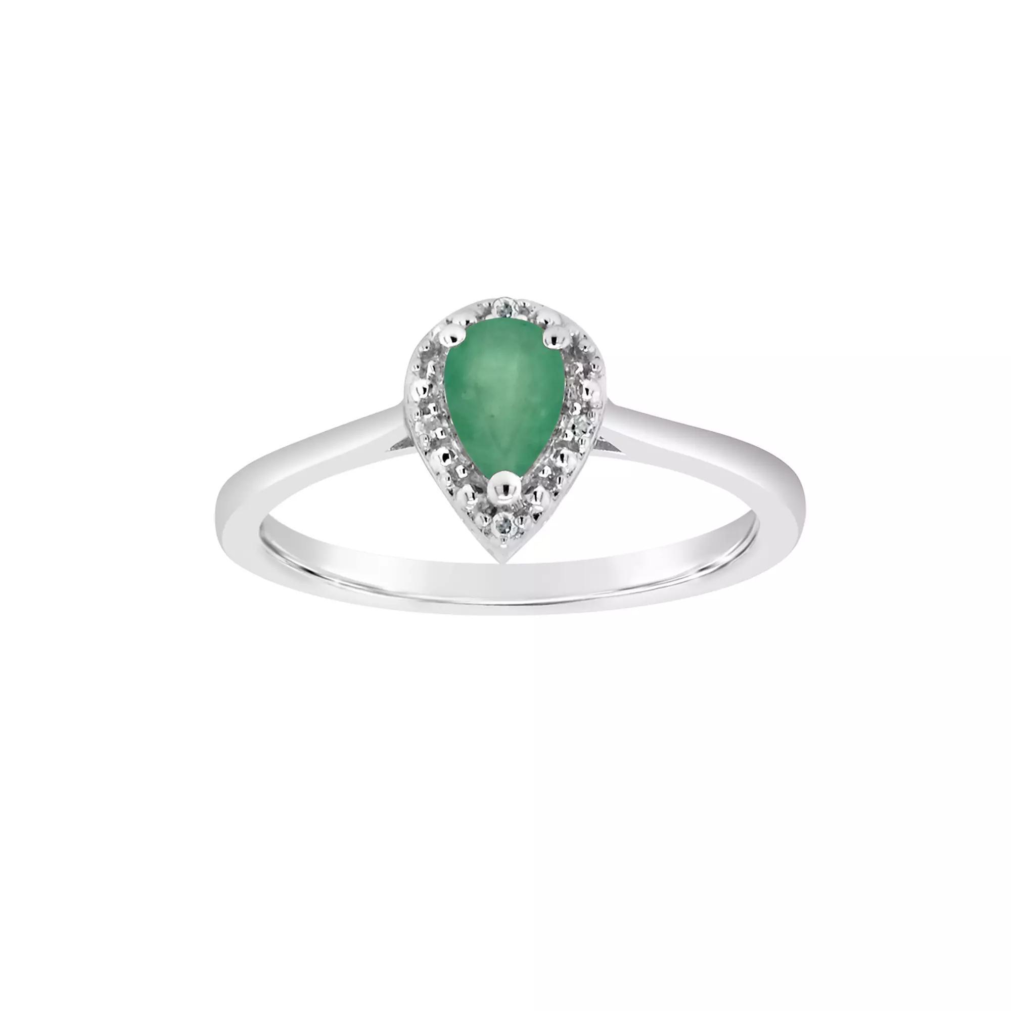 Celebration Gems Sterling Silver Pear Shaped Genuine Aquamarine Diamond Accent Frame Ring, Women's, Size: 9, Green Product Image
