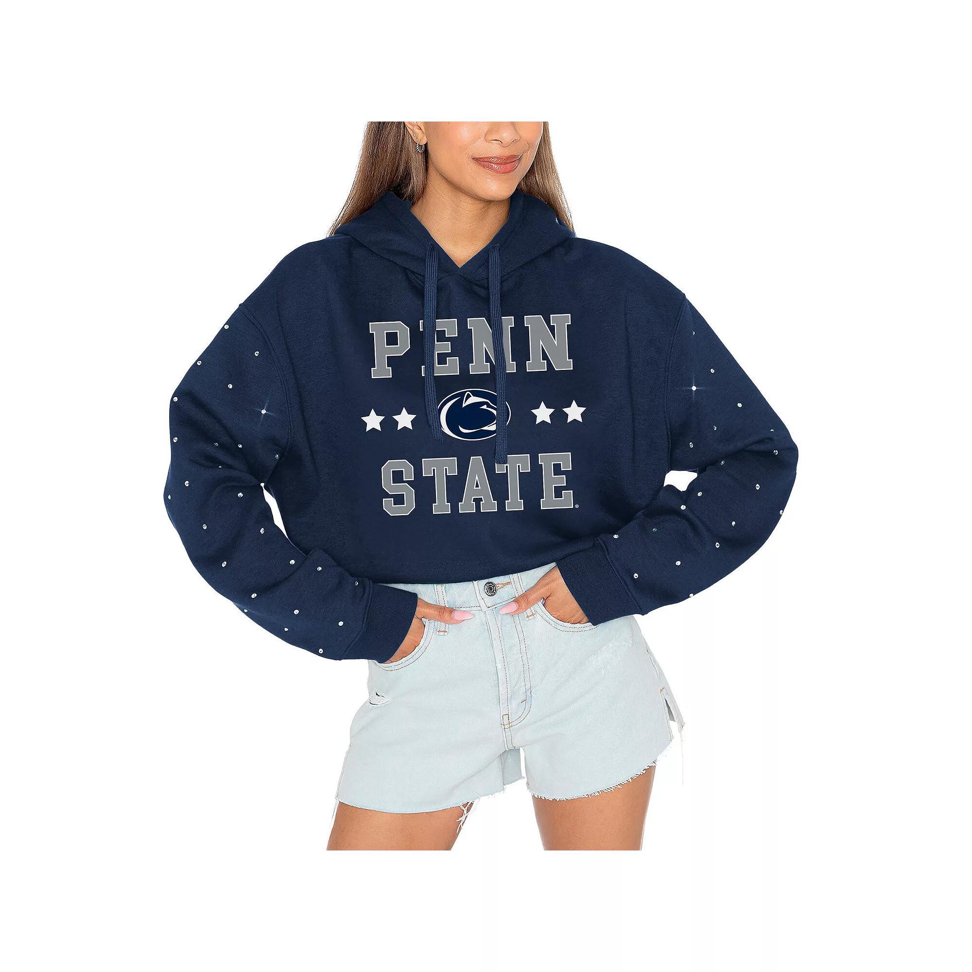 Women's Gameday Couture Navy Penn State Nittany Lions Can't Lose Rhinestone Cropped Pullover Hoodie, Size: Large, Blue Product Image