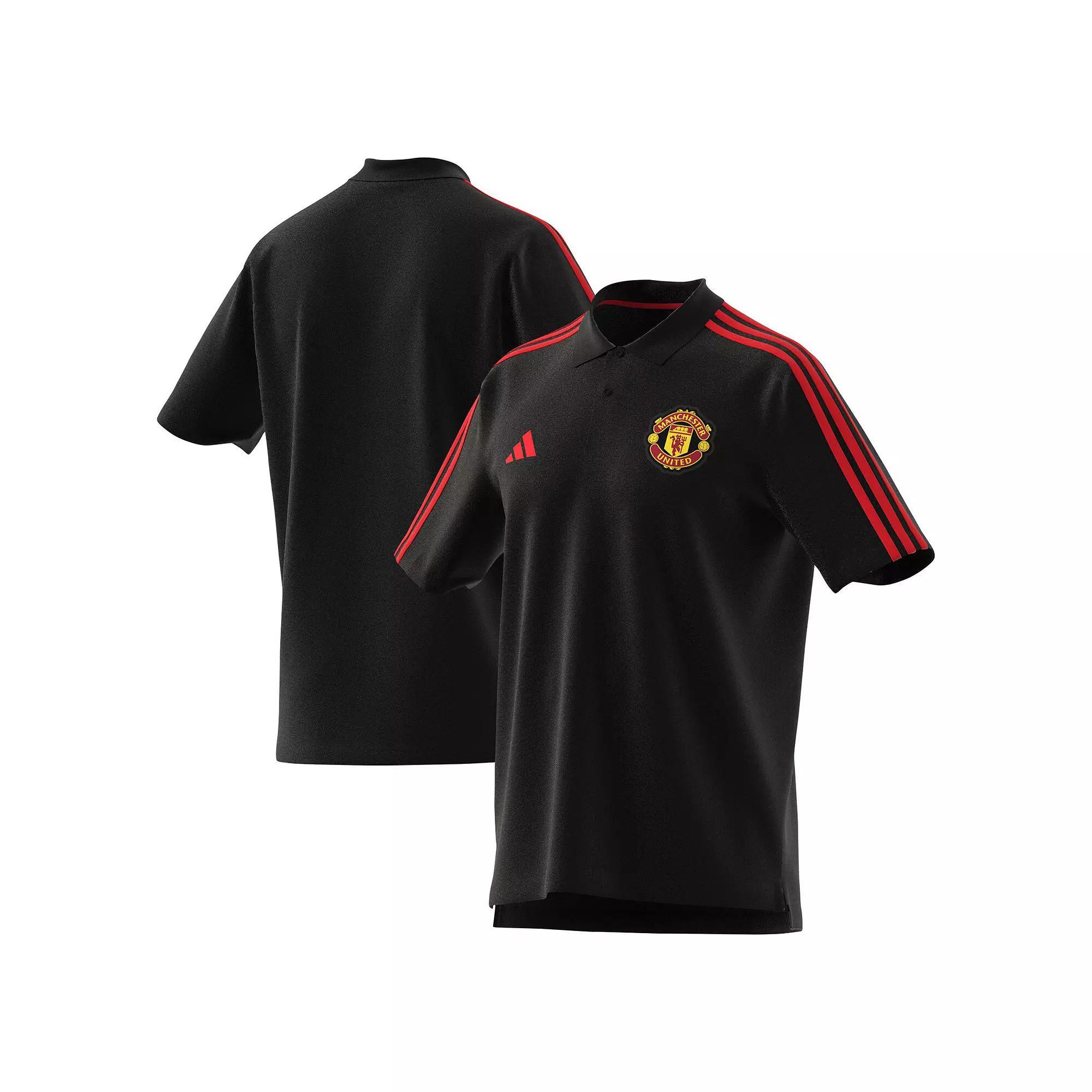 Men's adidas Black Manchester United DNA Polo, Size: Medium, Man Black Product Image