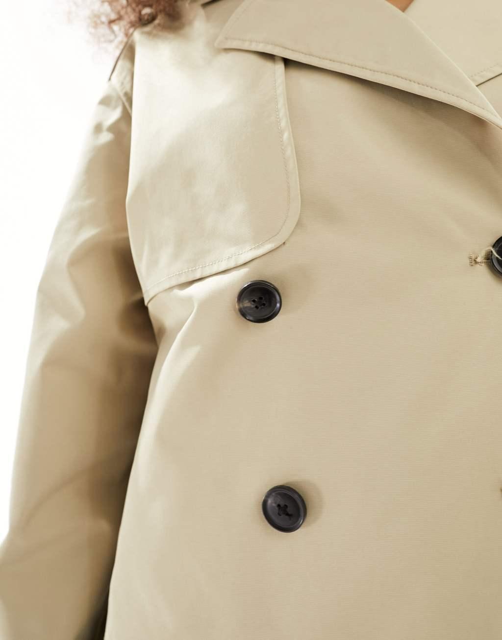 JJXX cropped trench coat in beige Product Image