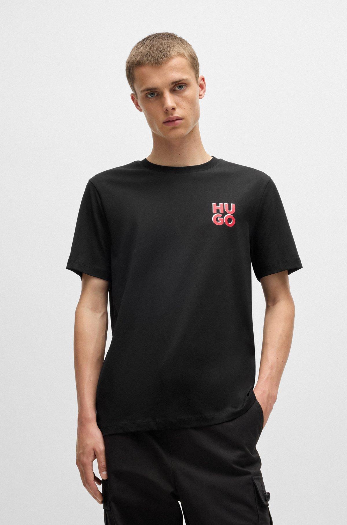 Cotton-jersey T-shirt with stacked logo print Product Image