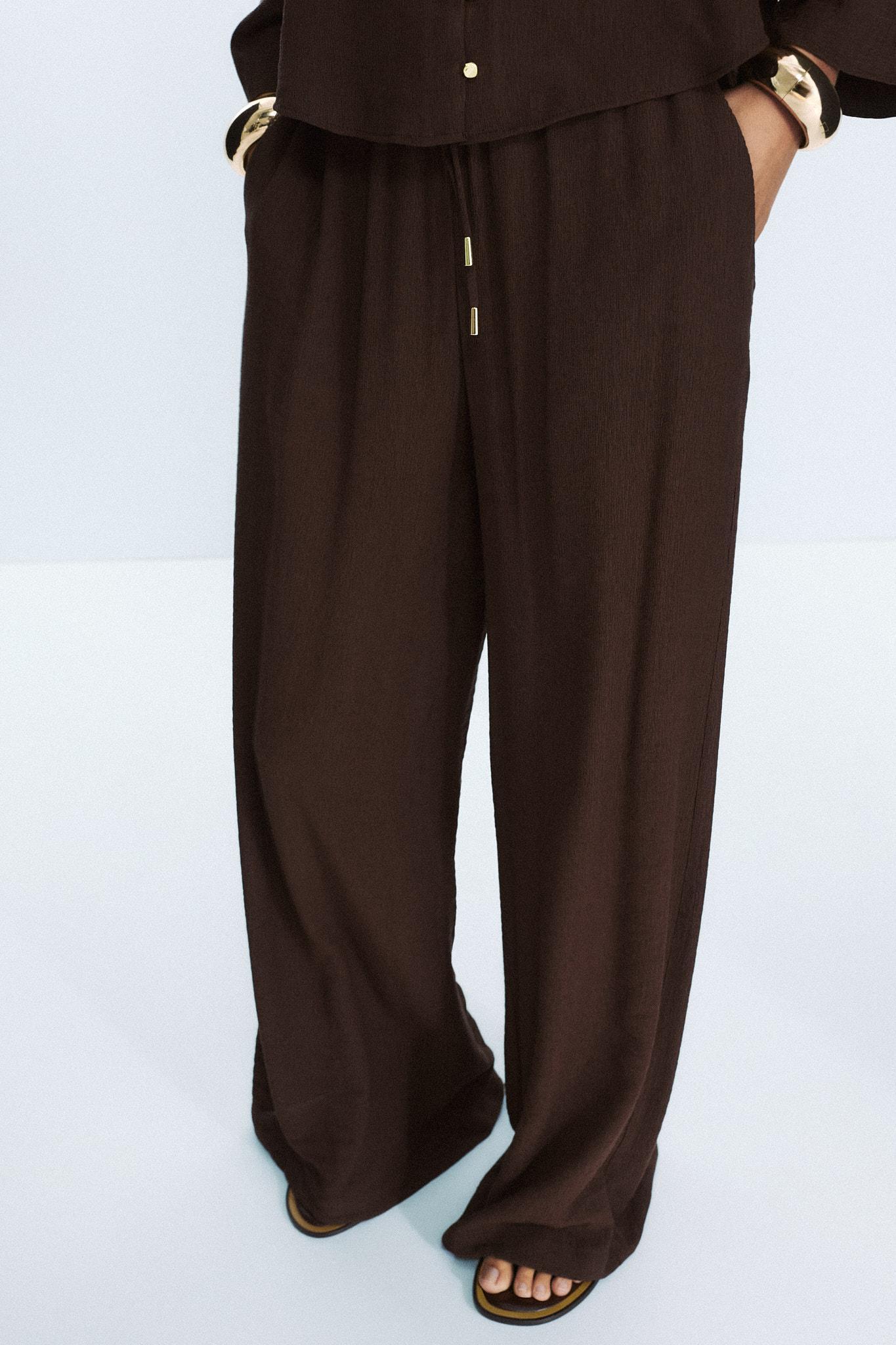COTTON GAUZE WIDE LEG PANTS Product Image