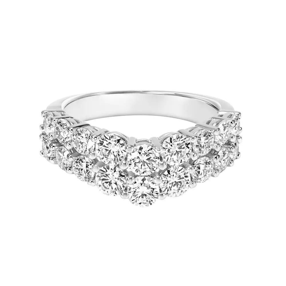 Love Always Sterling Silver 2 Carat T.W. Lab-Created Moissanite Double Row Chevron Anniversary & Wedding Ring, Women's, Size: 5 Product Image