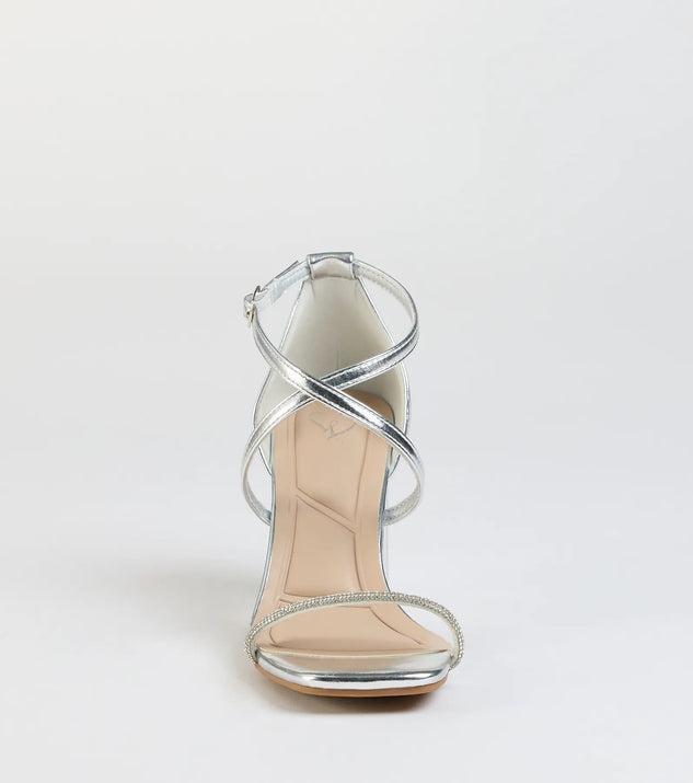 In The Limelight Rhinestone Strap Metallic Heels Product Image