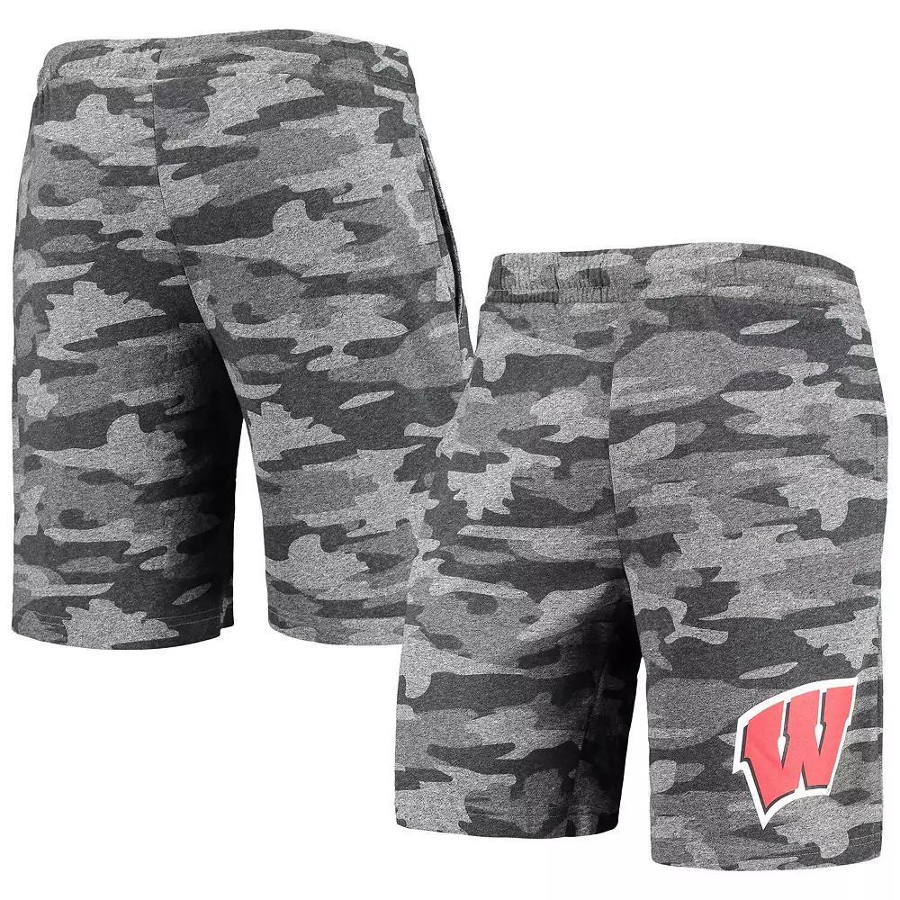 Men's Concepts Sport Charcoal/Gray Wisconsin Badgers Camo Backup Terry Jam Lounge Shorts, Size: Small Product Image
