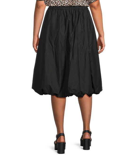 Skies Are Blue Plus Size Poplin Bubble Midi Skirt Product Image