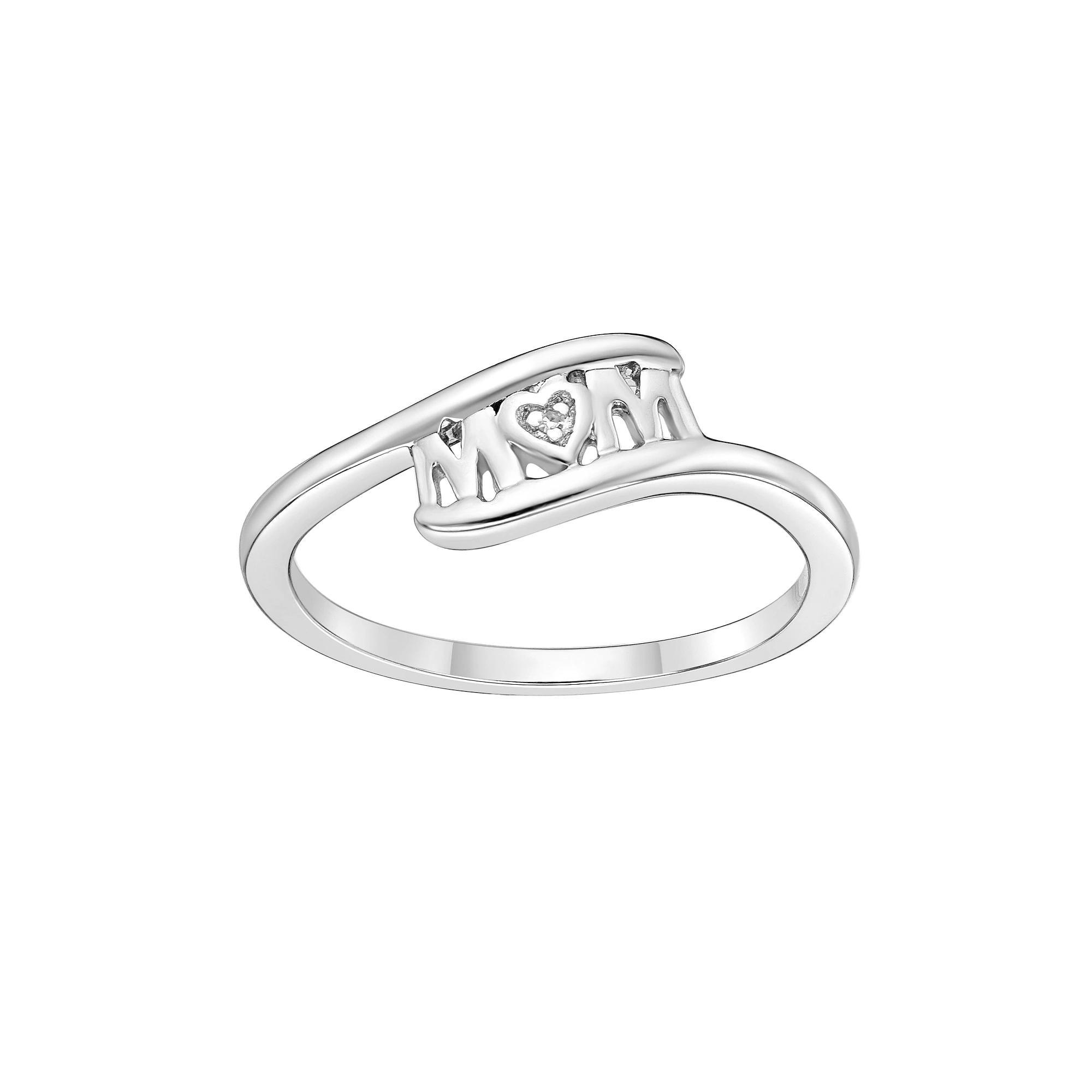 Gemminded Sterling Silver "Mom" Diamond Accent Ring, Women's, Size: 9 Product Image