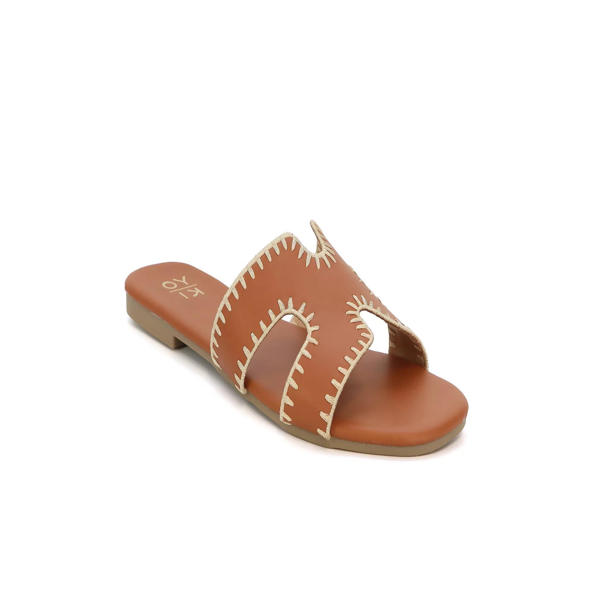 Yoki Essie-29 Women's Open Toe H-Band Stitch Sandals, Size: 6 Medium, Red Product Image