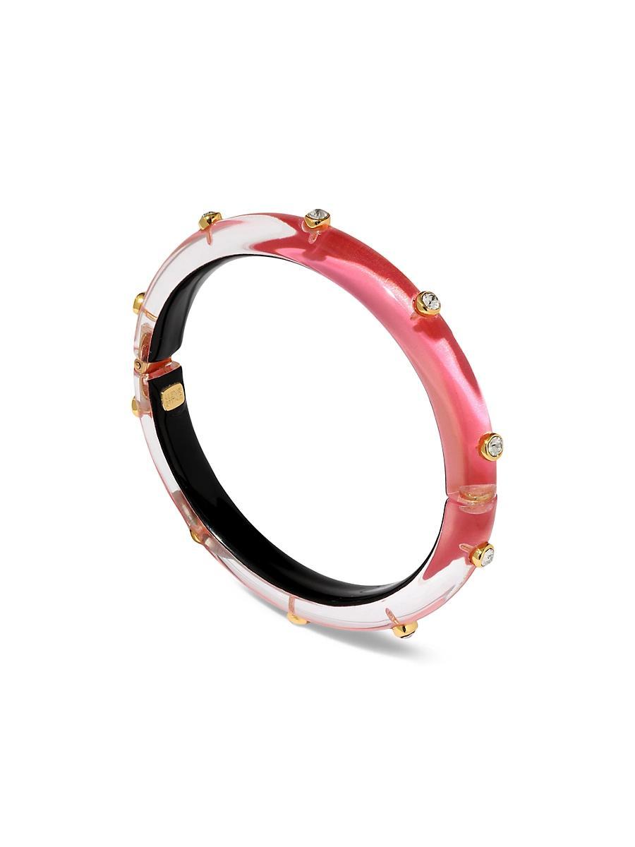 Womens Luminous Lucite 14K-Gold-Plated & Crystal Hinged Bracelet Product Image