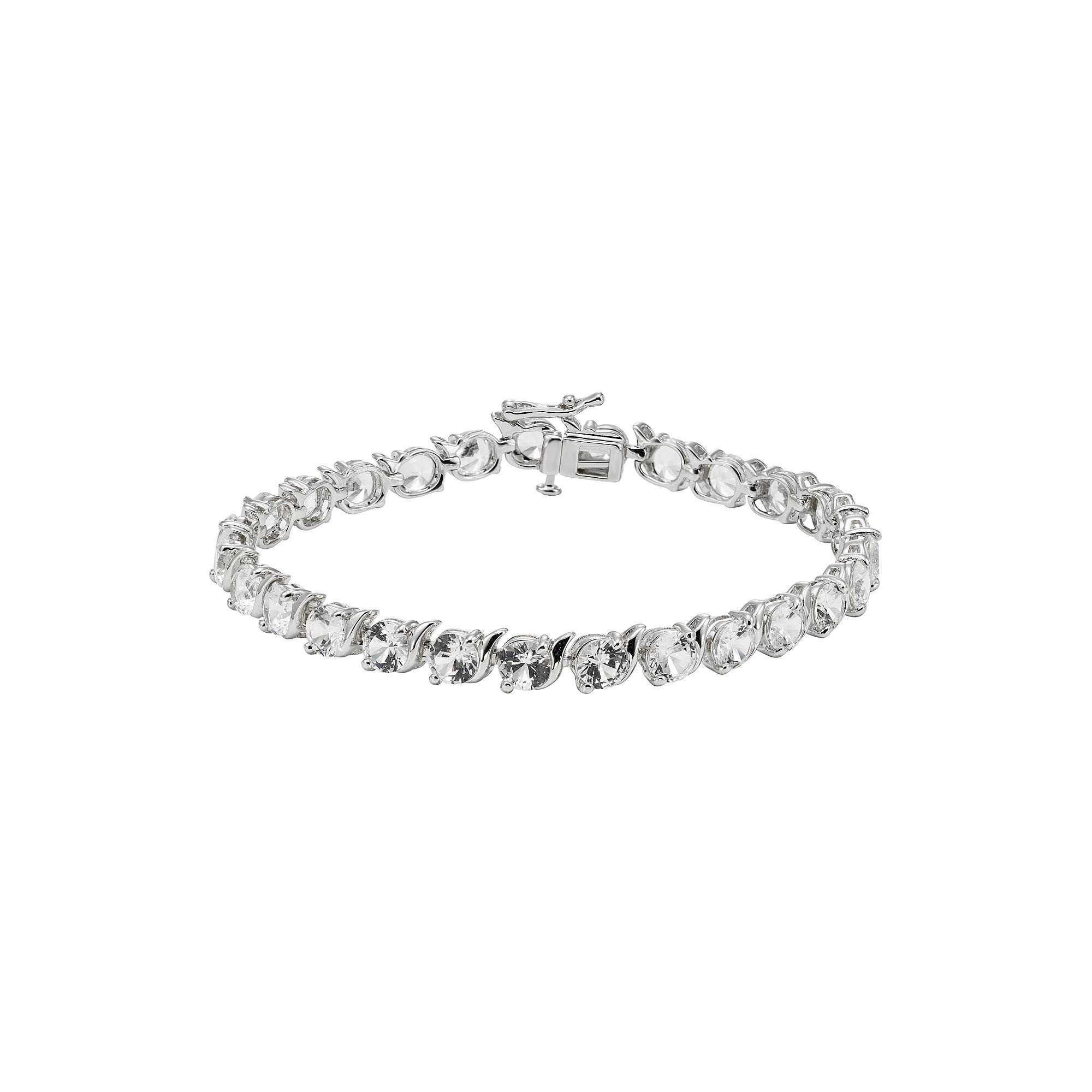 Sterling Silver Lab-Created White Sapphire Bracelet, Women's, Size: 7.5" Product Image
