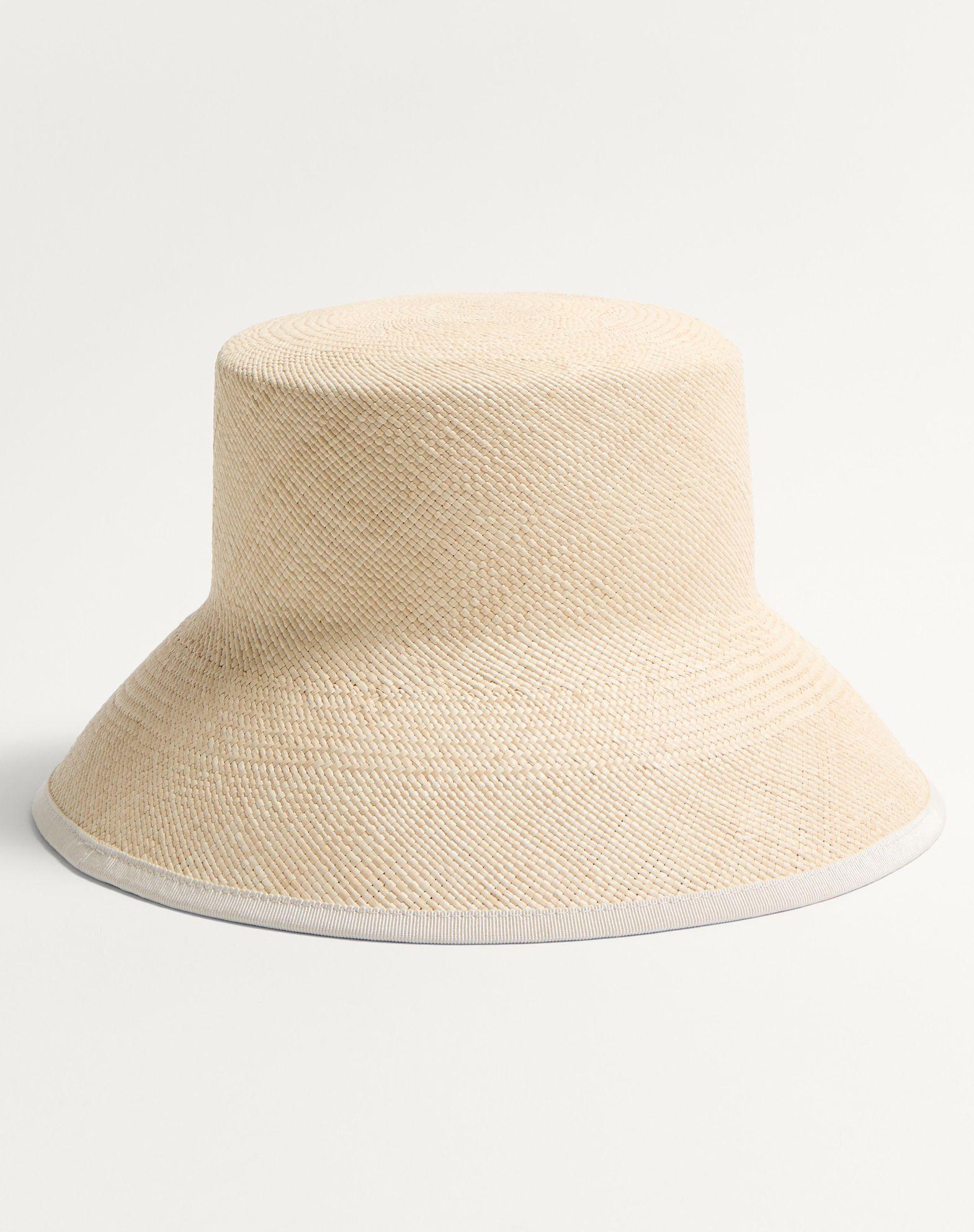 Vlogo Signature Straw Bucket Hat With Leather Trim And Cherryfic Embroidery Product Image